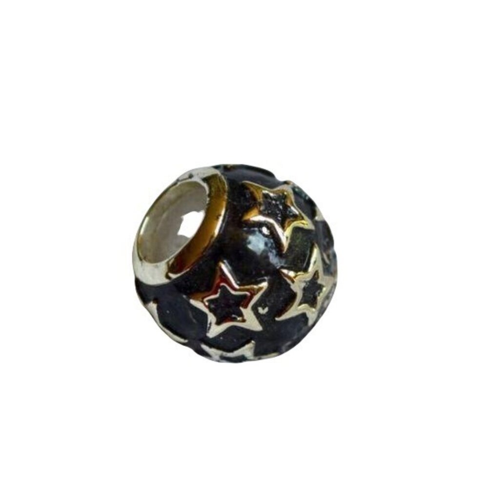 Creativity Beads Black Star Bead Charm Silver New